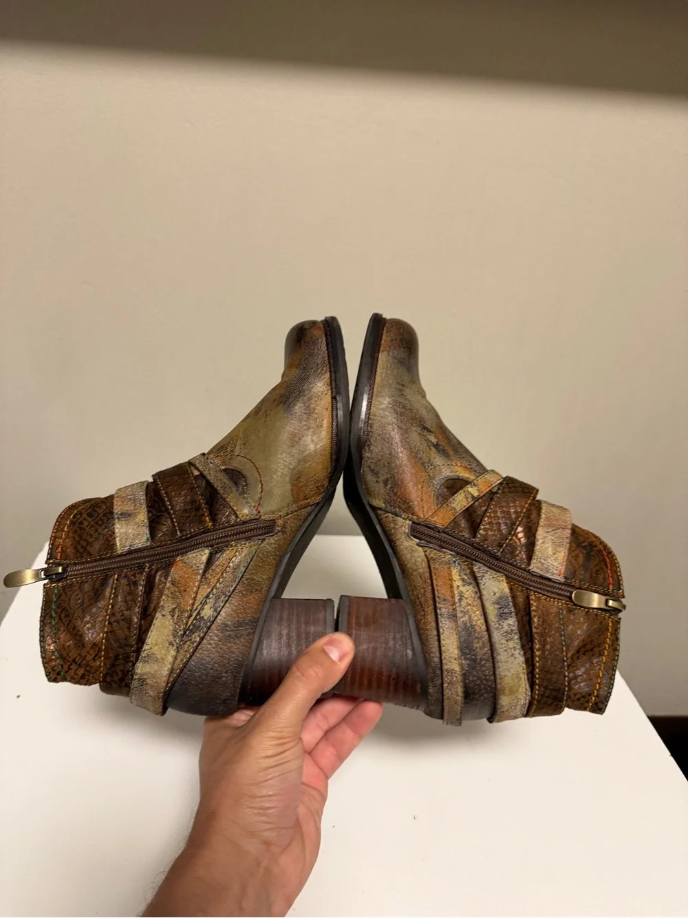 L'Artiste by Spring Step Shazzam New Camel Hand Painted Ankle Boots EU 39 US 8.5